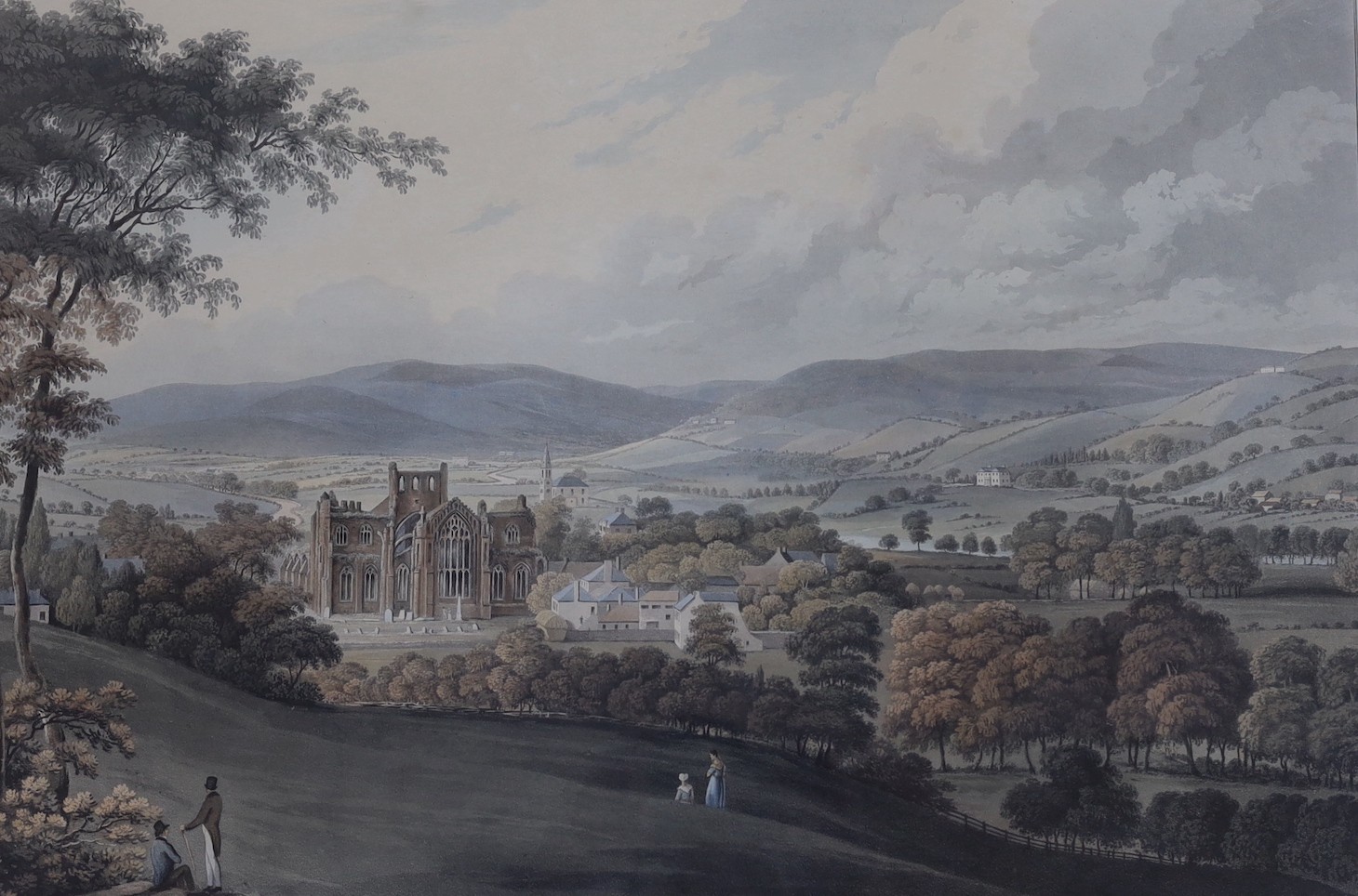 Joseph Clark, three coloured aquatints, 'Melrose', 'Inverness' and 'Montrose', published by Smith & Elder c.1823, 39 x 57cm